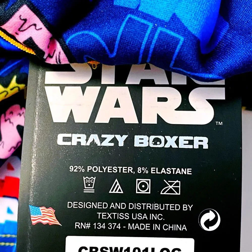Star Wars Crazy Boxer Briefs Mens Medium Underwear Disney Blue Yellow Logo Gift